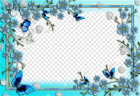 Kelompok Kupu Kupu Bingkai Perbatasan Bunga Biru Cabang Wallpaper