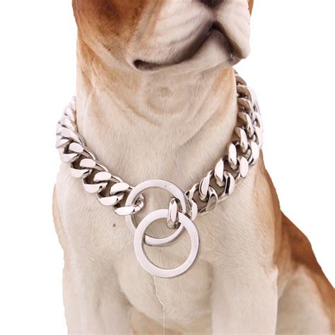 Silver Color Dog Choke Collar Control Training System 15mm Wide