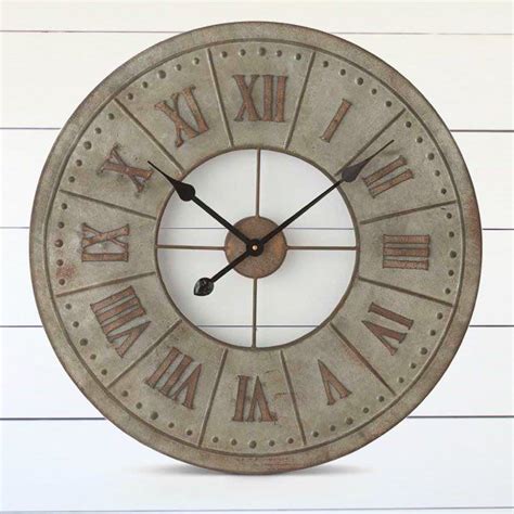 Clocks Decor Objects Rusty Roman Numeral Tin Wall Clock Decor