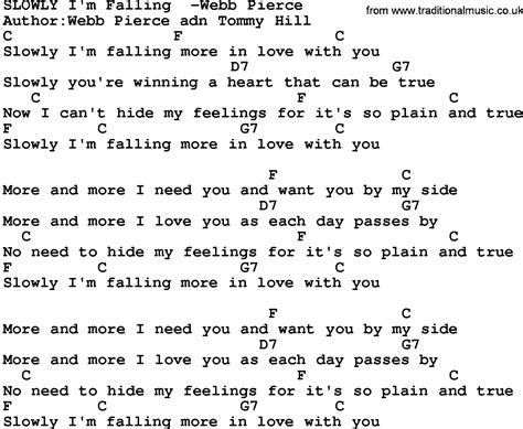 Country Musicslowly Im Falling Webb Pierce Lyrics And Chords