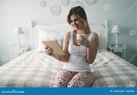 Woman Enjoying Morning Coffee Stock Image Image Of Girl Pretty