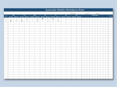 Excel Of Automatic Weekly Attendance Sheetxlsx Wps Free Templates