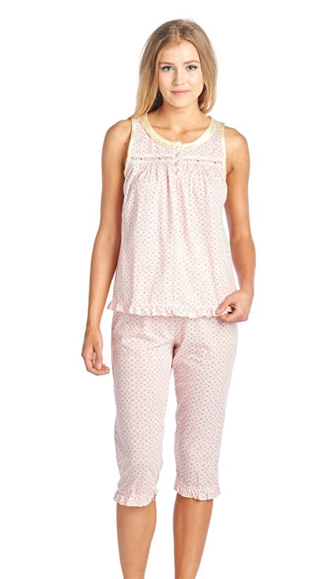 Casual Nights Womens Sleeveless Tank Top Capri Pajama Set