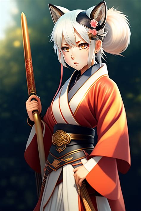 Lexica Girl Has Two Fox Tails With White Hair Wearing A Fabric At Eye