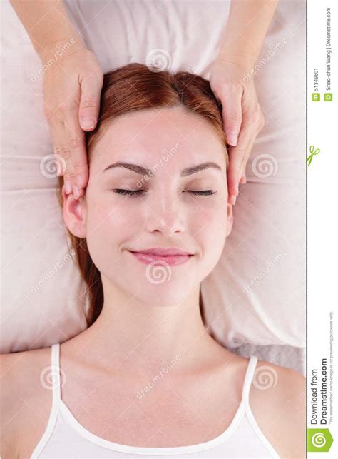Young Woman Enjoy Face Massage Stock Image Image Of Head American 51349601