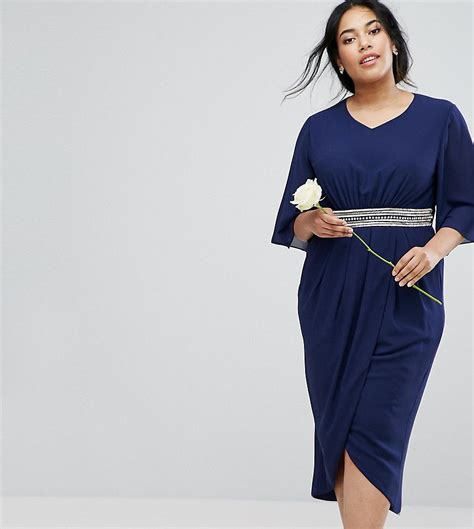 Each guest should bring a present or certain sum of money. TFNC Plus Wedding Kimono Sleeve Midi Dress With Wrap Skirt ...