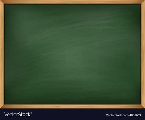 Empty Green Chalkboard With Wooden Frame Template Vector Image