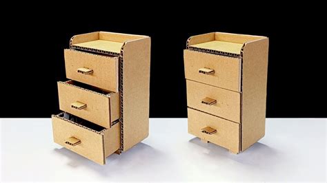 Diy Cardboard Mini Drawers Tutorial Crafts ทำตู้ลิ้นชักจากลังกระดาษ