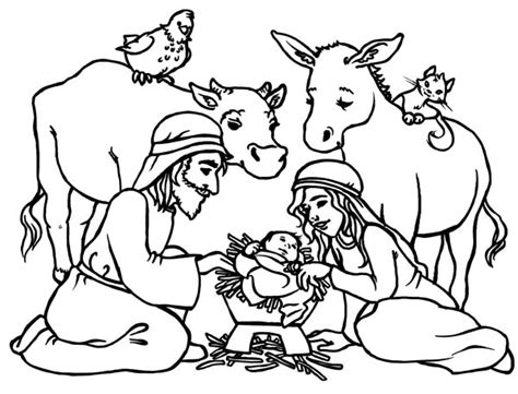 Baby Jesus in a Manger in Nativity Coloring Page | Color Luna