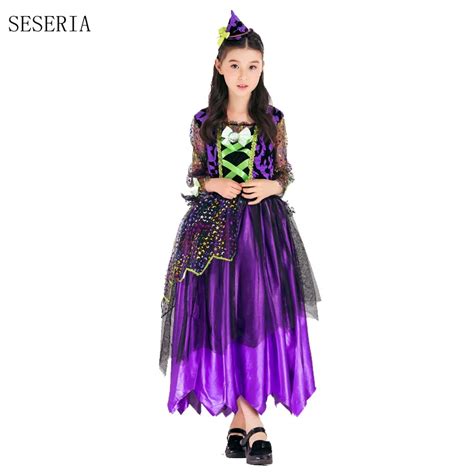 Seseria Witch Costume For Girls Halloween Purple Witch Costume Girls