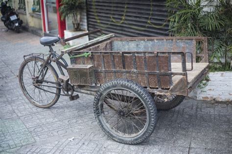 Antique Old Cargo Bicycles Cargo Tricycles Stock Image Image Of