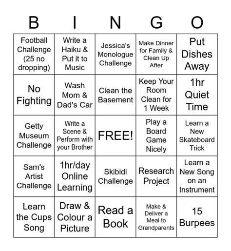 Rileys Quarantine Bingo Challenge Bingo Card