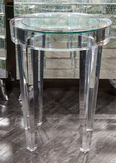 Linon sarah black acrylic end table $234.99. Round Acrylic Side Table with Inset Glass at 1stDibs
