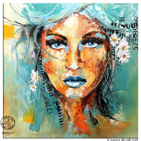 Acrylic Painting Abstract Portrait Canvas Original Acrylic Portrait Turquoise Modern Face