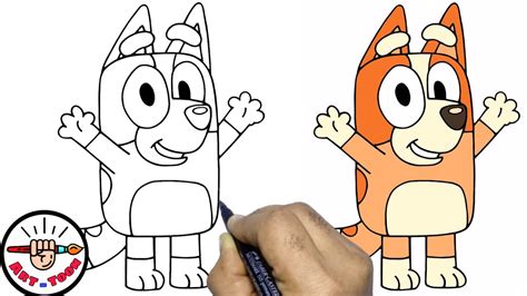 How To Draw Bluey And Bingo From Bluey Heeler Step By Step Easy Kids