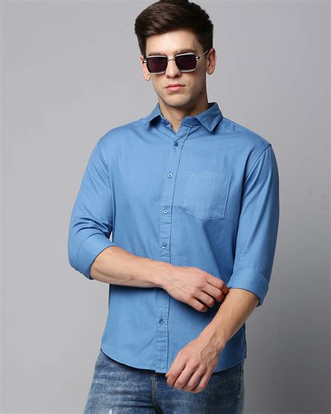 Buy Mens Blue Slim Fit Shirt Online At Bewakoof