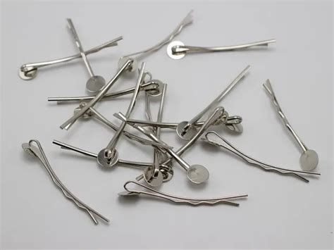 100 Silver Tone Metal Curved Bobby Hair Pin Clips 42mm With Pad In Hair