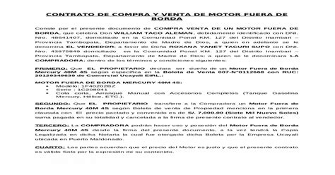Contrato De Compra Y Venta De Transferencia De Motor Fuera De Borda