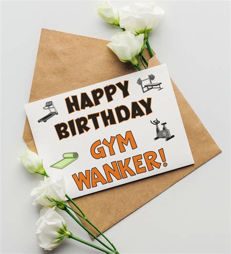 Gym Birthday Card Happy Birthday Gym Wanker Funny Cute Etsy