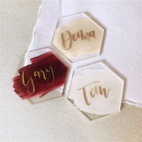 Acrylic Place Cards Calligraphy Geometric Place Cards Etsy