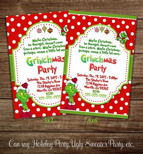 Christmas Party Invitations Grinch Party Invitations Christmas Invitations Grinch Stole