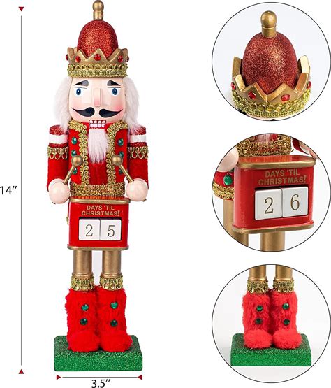 Buy Timeflies 14 Inch Wooden Christmas King Nutcracker Drummer Advent Calendar Countdown To