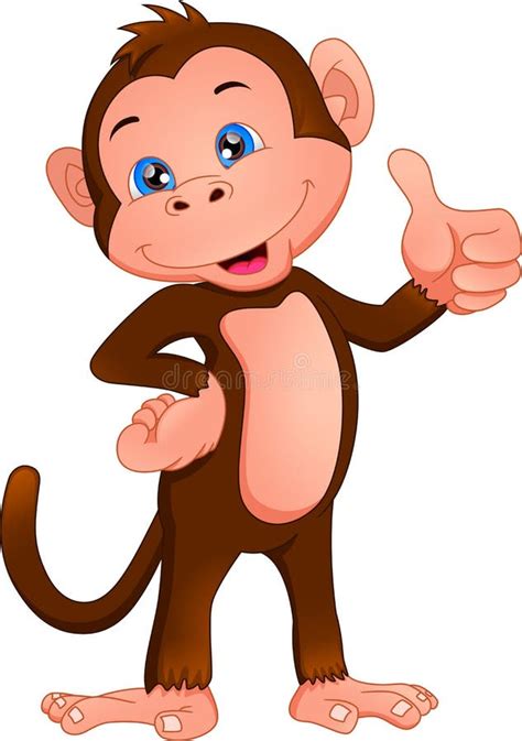 Cute Monkey Cartoon Thumb Up Stock Vector Illustration Of Cute