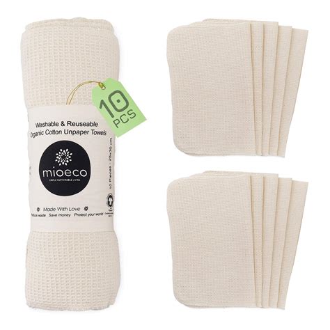Toallas de papel reutilizables lavables de algodón orgánico