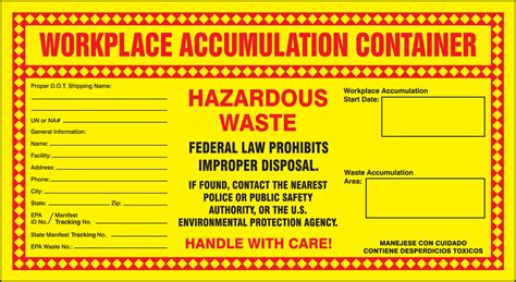 Waste Accumulation Container Safety Label Hazardous Waste MHZW22PSP
