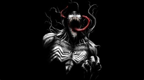 Wallpaper Venom Fan Art Black Dark Background Minimal