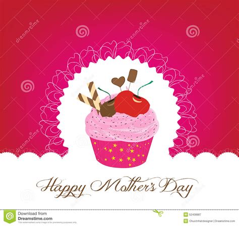 Cupcake Cute Happy Mothers Day Card Stock Vector Image