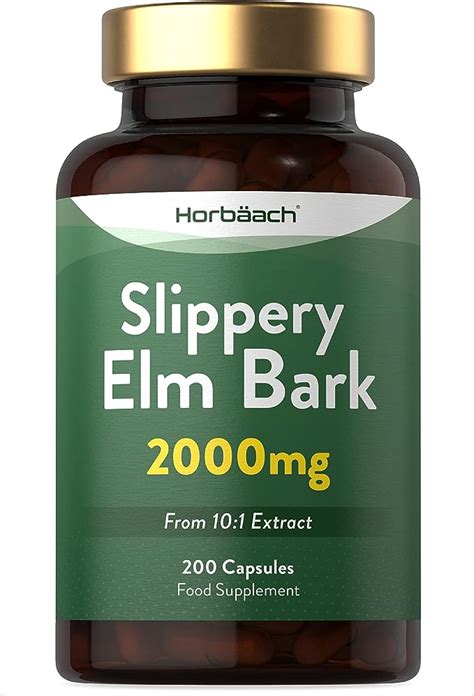 Slippery Elm Capsules 2000mg 200 Powder Capsules No Artificial Preservatives By Horbaach