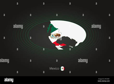 Mexico Map In Dark Color Oval Map With Neighboring Countries Vector