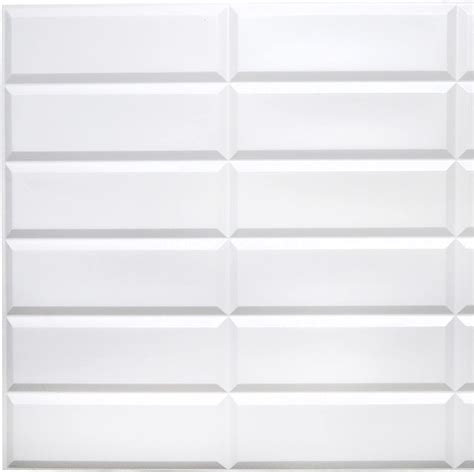 Dundee Deco Stacked White Faux Tile Pvc 3d Wall Panel 31