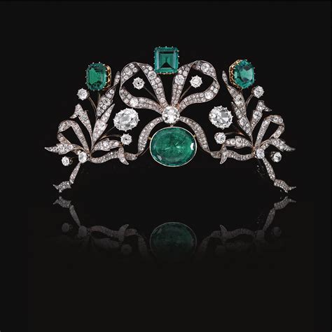 Emerald And Diamond Tiara Circa 1870 Designed As Series Of Bows