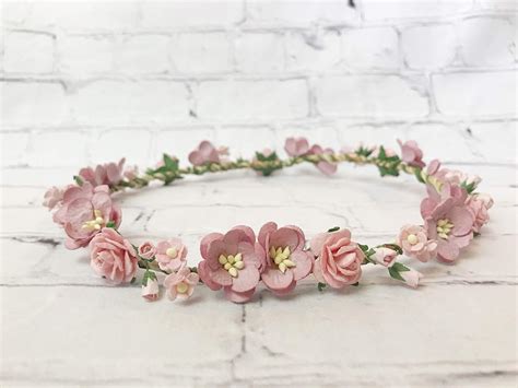 Blush Pink Flower Crown Mauve Flower Crown Bridal Flower