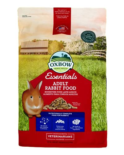 Ingredients timothy grass meal, soybean hulls, soybean meal, cane molasses, wheat middlings, sodium bentonite, soybean oil, salt, lignin sulfonate, hydrolyzed yeast, choline chloride. Uncle Bill's Pet Centers. Oxbow Essentials Adult Rabbit ...
