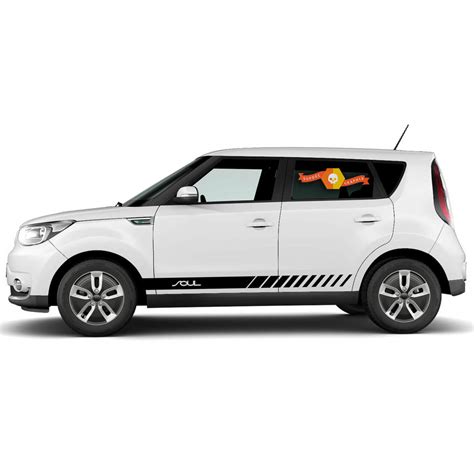 2pcs Soul Angled Side Door Racing Stripes Graphic Decals For Kia Soul