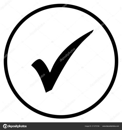 Tick Symbol Flat Icon Circle Solution Check Approval — Stock Photo