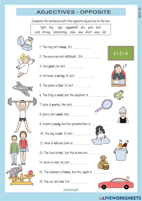 Opposite Adjectives Online Worksheet For 1 ESO You Can Do The