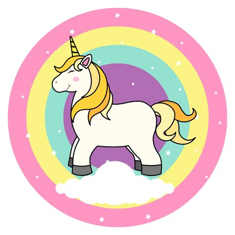 Cute Cartoon Unicorn On Cloud And Rainbow For Print T Shirt Or Sticker