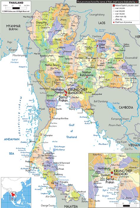 Detailed Political Map Of Thailand Ezilon Maps