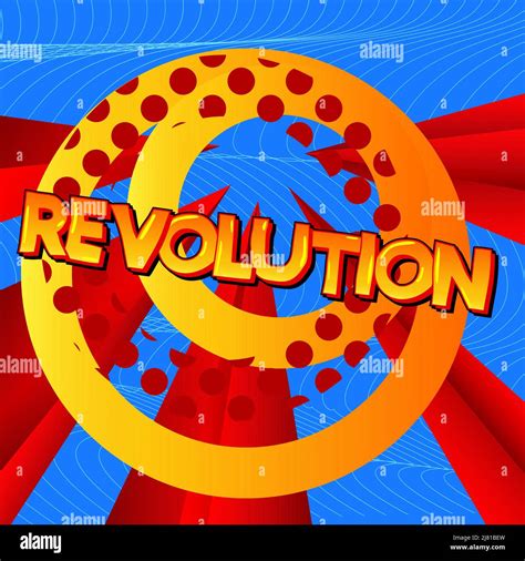 Revolution Word Written With Childrens Font In Cartoon Style Stock