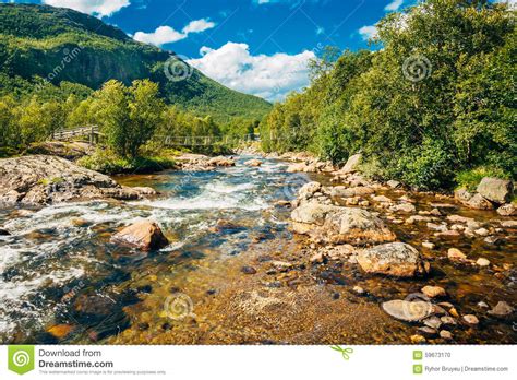 The Mountain River In Norway Flow Transparent Stock Photo