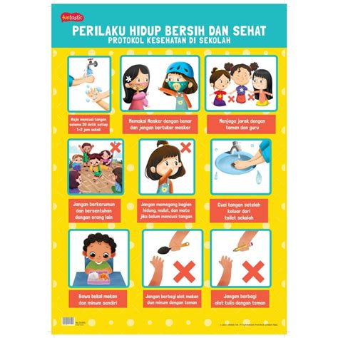 Poster Perilaku Hidup Bersih Dan Sehat Protokol Kesehatan Di Sekolah
