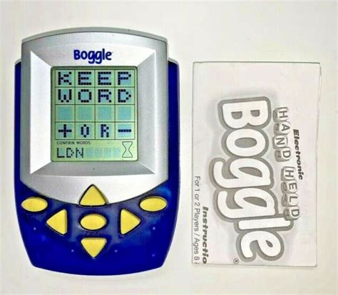 Handheld Electronic Boggle Word Game Hasbro 2002 Blue With