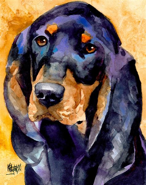 Black And Tan Coonhound Painting Original Watercolor Painting Etsy