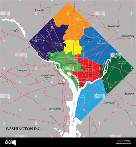 Mapa Vectorial Altamente Detallado De Washington Dc Con Los Ocho