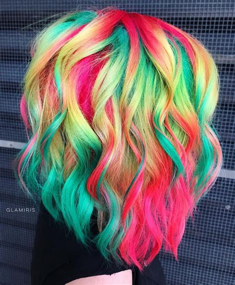 Short Rainbow Hair Rainbow Hair Color Summer Hair Color Cool Hair
