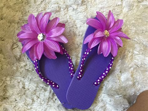 purple flower flip flops by brendascheerbows on etsy purple flowers purple flip flops